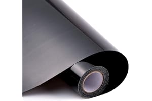 Whaline Heat Transfer Vinyl Roll, 12In x 10FT Black Heat Transfer Paper, Permanent Adhesive HTV Iron On Vinyl, Backed Vinyl Roll for DIY T-Shirts, Hat, Clothing, Birthdays, Silhouette Cameo, Letters