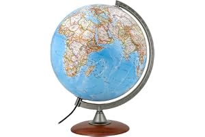 Tecnodidattica Jordglob NATIONAL GEOGRAPHIC Explorer Classic | Upplyst | Träbas, gradskala i akryl | Politisk och fysisk karta