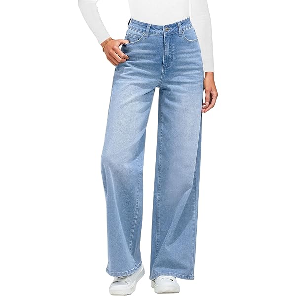 Blauwe Denim Broek met Contrastnaden