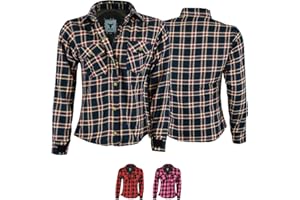 BULLDT Motorradhemd Damen mit abnehmbare 4CE-Protektoren (EN 1621-1) - Klassisch 100% Baumwolle Holzfäller Flanellhemd - Biker Motorradjacke mit Aramid-Kevlar-Futter bietet 360° Schutz