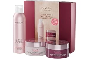 ‎JEAN & LEN Jean & Len Spa Ceremony Giftbox Peony & Lychee, hochwertige Geschenkbox mit 3 hochwertigen Produkten, Produkte für Körper und Geist, Verpackung ist FSC zertifiziert, veganes Geschenkset