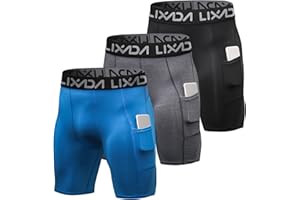 Lixada Męskie spodenki kompresyjne Active Workout, zestaw 3 sztuk, krótkie rajstopy