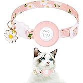 JXFUKAL Airtag Kedi Tasması, Yavru Kedi Tasması Silikon Airtag Tutuculu, &Ccedil;anlar ve &Ccedil;i&ccedil;ek Tılsımı Kız Kediler Erkek Kediler K&uuml;