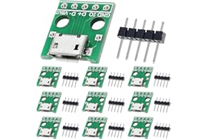 DAOKAI 10 Stück Micro USB Buchse auf DIP Adapter 2,54 mm 5 Pin USB 2.0 Micro USB Buchse auf DIP Konverter Breakout Board für DIY Netzteil mit 50 Pin Header
