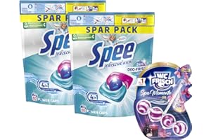 ‎SPEE SPEE Power Caps 2x60 (120) WL Frische Kick 24H Deo-Frische Spar Pack, vordosiertes Vollwaschmittel & WC FRISCH Spa Momente Harmonie (1x 50g), langanhaltendes Dufterlebnis
