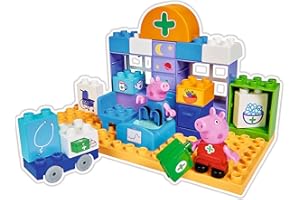SIMBA Big 800057144 Maletín Médico Bloques de Construcción Pig, 32 Piezas, Incluye Figuras de Peppa y George, Adecuado a Partir de 18 Meses