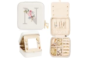 Enthralite Travel Jewellery Box for Girls: Traveling Jewellery Case Gift for Women - Mini Organiser for Necklaces Earrings White N