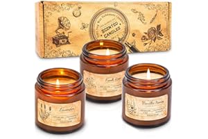IDEALHOUSE Scented Candles Gift Set, Soy Wax Candles of Vanilla Honey, Fresh Rose, and Lavender, Perfect Candles Gifts Set for Women, Birthdays, Weddings, Christmas, Yoga, Bath