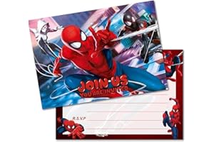 HEAWAA 20Pcs Spiderman Party Invitations for Kids, Spidey Theme Birthday Party Invites Card for Girls Boys Birthday Celebration Party Supplies