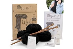 Needle It® - Kit completo para tejer lana principiantes - Bufanda de lana - Idea de regalo (negro)