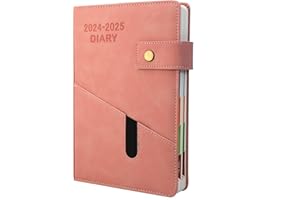 EARNING POWER Academic Diary Diary 2024-2025 A5 Page A Day,Productivity Daily Planner from Jul 2024 to Jun 2025 With Monthly Tabs, and Colorful Side Panels (8.5x5.9 inch)-Pink