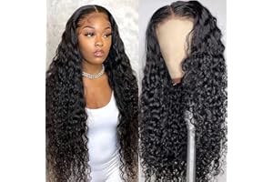 LADIARYF Ladiary Perruque Lace Frontal bresilienne water wave perruque femme naturelle noire longue perruque avec Perruques Lace Frontal cheveux humain water wave lace front wig human hair 30 pouce(75cm)