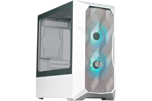 Cooler Master TD300 Case PC Mesh White -Mini-Tower,Elevato Flusso d'Aria, 2x120mm Ventole ARGB,Supporto MB Micro-ATX e Mini-ITX, Pannello Laterale in Vetro Temperato, Hub ARGB/PWM