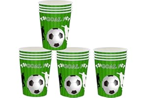 YAAVAAW 16Pcs Football Party Paper Cups, World Cup 2022 Decor, Soccer Ball Cups for Party Decorations, Birthday Supplies for Boys Kids