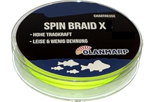 Olanmarp Spin Braid X Color Chartreuse 250 Metro - Lenza da pesca intrecciata, sottile e flessibile per tutti i tipi di pesca