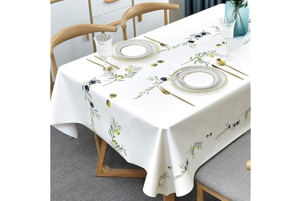 Plenmor Nappe Rectangulaire Plastique, Nappe Plastique Toile Cirée Rectangulaire Nappe Boheme pour Décoration de Table à Manger de Cuisine (Le Citron, 275x137cm)