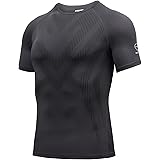 AMZSPORT Maglietta a Compressione Uomo Manica Corta T-Shirt Running Maglia Sportiva da Ciclismo Magliette Palestra Fitness