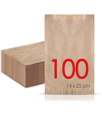 100 Sacchetti Di Carta Kraft Per Frutta E Verdura - Antiumidità, 14x29 Cm, Con Soffietto Da 7 Cm, 35g