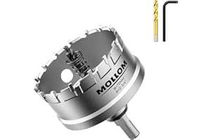 Mollom (70mm | 2-3/4") Scie cloche en carbure pour usage intensif avec 2 forets pilotes, coupe l'acier inoxydable, l'acier doux, le fer, le cuivre, le laiton et le plastique
