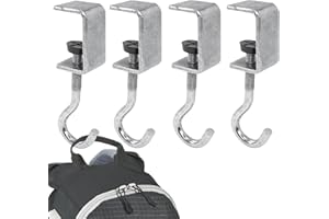 Zayin 4 Pack Desk Bag Holder Schoolbag Hooks Headphone Hanger Stand, Adjustable Metal Under Desk Clamp Hook Mount for Portable Bag Gaming Headphones Clothes Table Hook, Save Space