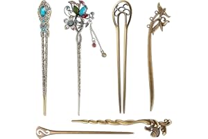 JIKEFENGXUN 6 Stück Antike Haarnadel, Bronze Haarstab, Retro Hair Sticks, Chinesische Vintage Haarstäbchen, Damen Elegant Haarstab für Dekoratives Haar Feste Frisur