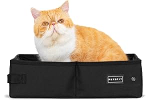 Petsfit Portable Litiere de Voyage pour Chat Pliable, Super étanche, Robuste et Durable, Lavable Bac à Litière transportable Chat pour Maison, Hôtel, Camping,XL Voiture, Bureau