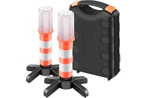 ‎COFEMY COFEMY LED Notfall Flares Set - Rotes Licht für Autobahn Straß Sicherheitsleuchte Camping-Lampe Alternative zu Sicherheitsdreieck LED-Notfall, 2 Leuchten (1)