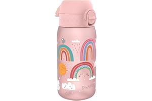 Ion8 Gourde Enfant, 350ml, Anti-Fuite, Facile à Ouvrir, Verrouillage Sécurisé, Lavable en Lave-Vaisselle, Sans BPA, Poignée de Transport, Facile à Nettoyer, Carbone Neutre, Arcs-En-Ciel
