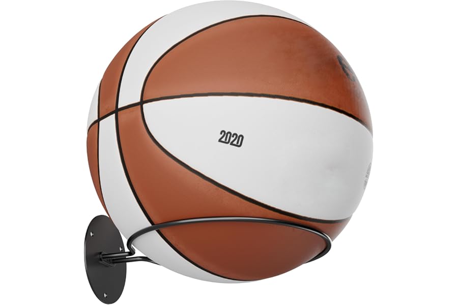 jockcaras Ball Display Holder Wall Mount: Black Rack for Football, Rugby, Basketball, Baseball Storage - Sports Room Decor Accessories
