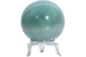 Crocon Sfera di cristallo di giada verde con pietra preziosa di supporto Sfera Sfera di guarigione Figurina di scultura per Fengshui Decorazione per la casa Fotografia Dimensioni: 40-50 mm