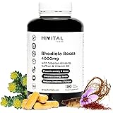 Rhodiola Rosea 4000 mg. 180 capsule vegane. Previene l'ansia e lo stress e riduce la stanchezza e l'affaticamento. Con estrat