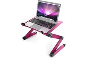 Plateau Rose Ordinateur Portable, LifeBasis Support Ordinateur Portable avec Pieds Pliables et Angle Réglable à 360° pour MacBook, Tablette, Laptop, Dessin, Livres, Magazines, Petit-déjeuner