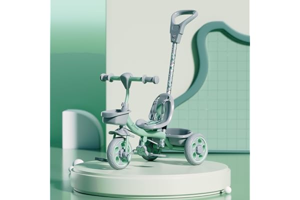 Cockatoo Star-Cruise Tricycle for Kids 2-5 Years, Kids Cycle for 2-5 Years with Printed Parental Control Handle, Tricycle with EVA Wheels,Basket & Bell,Baby Cycle Colour- Sea Green