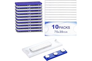 JurciCat Badge portanome per abbigliamento 75 x 30mm 10 PCS Magneti per badge Con magnete a 3 punti Basta inserire e attaccare i cartellini portanome per abbigliamento con magnete