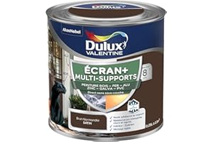 Dulux Valentine ECRAN+ MULTI-SUPPORTS EXTERIEURE - Peinture en Phase Aqueuse pour l'Éxtérieur et l 'Intérieur - Satin Brun Normandie 0,25 L