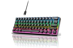 RK ROYAL KLUDGE RK61 QMK/VIA 60% Tastiera Meccanica, Tastiera Da Gioco Cablata Programmabile Retroilluminata RGB A 61 Tasti Layout US Ultra Compatta Sostituibile A Caldo (Interruttore Rosso, Nero)