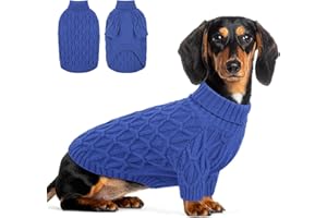 Queenmore Maglione Cane Taglia Piccola, Maglioncino Cane Morbido ed Elastico con Collo Alto, Felpa per Maltese, Pomeranian, Lagotto Romagnolo, Shih Tzu, Blu, S