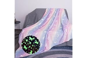 Ronronner Kuscheldecke Kinder,Einhorn Decke Kuscheldecke,üBerwurfdecke Fleecedecke Kuscheldecke Kinder,Einhorn Decke Kuscheldecke, Leuchtet Im Dunkeln Flauschig Fleecedecke Wohndecke,150 X 150 cm
