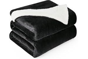 Hansleep Coperta Pile Singolo Matrimoniale Invernale, Plaid Divano e Letto Coperte Pile Sherpa Calda Morbida, Twin 150x200 Nero