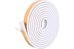 KIKERIKE 1 Rolls Self Adhesive Foam Tape Weatherstrip 13mm(W) x6.5mm(T) x5m (L) High Density Foam Insulation Strips Seal Weather Stripping with Strong Adhesive for Door and Window Soundproofing