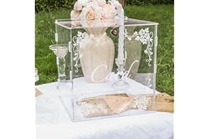 Homtone Acrylic Wedding Card Box With Lock & Sign, Large Transparent Wedding Box with Wide Slot for Cards– for Weddings, Birthdays, Anniversaries (Standard)