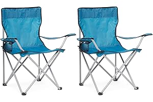 IntimaTe WM Heart Chaise de Camping, Lot 2 Portable Léger Pliable Chaises de Pêche de Jardin Extérieure, pour Plage, Camping, Voyage, Pêche, Barbecue (Blau), 40 cm x 82 cm x 80 cm
