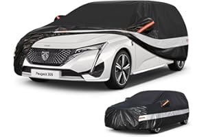 Holthly Funda Coche Exterior para Peugeot 308(2007-2025),Funda Coche 10 Capas de Protección,Cubre Coche 100% Impermeable,Antipolvo,Cortaviento,Impermeable a la Lluvia,Protección UV.