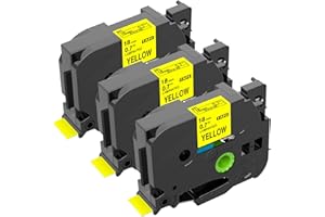3x Oozmas Cinta de tinta compatible para Brother P-Touch Negra sobre Amarillo TZe-641 18 mm x 8 m, cinta de etiquetas, compatible con Brother P-Touch 1830 D400 D600 P700 2430
