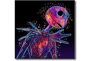Shukqueen Adults Paint by Numbers Kit with Brushes, Pigment, Canvas, DIY Painting kit for Kids, Beginner, 16X20 Inch, Jack Skellington(Frameless)