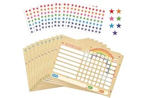 Hxezoc 10 Sheets Reward Chart for Children Behaviour with 490 Star Stickers Customisable Behaviour Training Educational and Rewards for Girls Boys