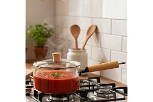 The Better Home Zeno Borosilicate Glass Cookware for Gas Stove (2.8L) Saucepan with lid Electric Stove Cookware Boiling Pot Microwave Safe Tea/Milk Pan Sauce Pan for Tea (Amber)