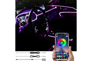 TABEN Kit di illuminazione ambientale per interni auto 3 metri Fibra ottica 16 milioni di colori Sincronizzazione musicale Ritmo Funzione Sound Active e controllo APP Bluetooth 12V con accendisigari