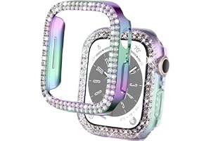 DEALELE [2-pack] fodral kompatibelt med Apple Watch Series Ultra 2/Ultra (49 mm), Bling dubbla rader strass diamant skyddsfod