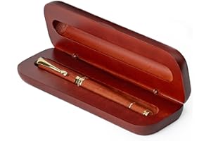 WORDSWORTH & BLACK Wordsworth and Black Rollerball Pen - Stylo de luxe époustouflant en bambou bois de rose, finition or, rechargeable, meilleur cadeau pour hommes & femmes, recharge d'encre